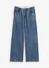 Wide leg jeans, mid waist, met strass, bonprix