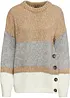 Oversized trui met strepen en knoopjes, bonprix