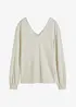 Knus fleece shirt met parels, bonprix