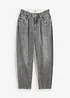 Barrel jeans mid waist, comfortabele tailleband, cropped, bonprix