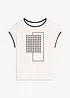 Shirt met opvallende print en biezen in een contrastkleur, bonprix