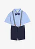 Overhemd met korte mouwen, chino bermuda, bretels en vlinderdas (4-dlg. set), bonprix