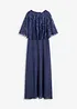 Maxi chiffon jurk met bloemenborduursel, bonprix