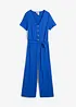 Jersey jumpsuit met V-hals, korte mouw, bonprix