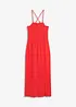Midi-jurk van stevige jersey met smokinzet en split, bonprix