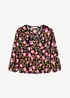 Chiffon blouse met bloemenprint en ruches aan de zoom, bonprix