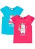Meisjes T-shirt (set van 2) van biologisch katoen, bonprix