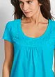 Katoenen shirt met kant, korte mouw, bonprix