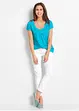 Katoenen shirt met kant, korte mouw, bonprix