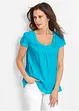 Katoenen shirt met kant, korte mouw, bonprix