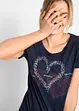 Katoenen shirt met hart, biologisch katoen, bonprix