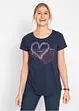 Katoenen shirt met hart, biologisch katoen, bonprix