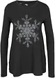 Katoenen longsleeve met metallic sneeuwvlokken, bonprix