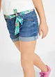 Meisjes jeans short met ceintuur, mid waist, bonprix