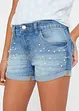 Meisjes jeans short met parels, bonprix