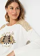 Oversized shirt met kerstmotief en pailletten, BODYFLIRT boutique