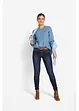 Slim mid waist jeans met contrastnaden, bonprix