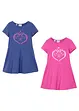 Meisjes jersey jurk (set van 2) van biologisch katoen, korte mouw, bonprix