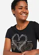 Katoenen shirt met hart, biologisch katoen, bonprix