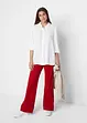 Twill broek met wijd uitlopende pijpen en high-waist comfortband, bonprix