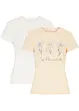 Basic T-shirt met print (set van 2), bonprix