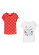 Meisjes T-shirt (set van 2) van puur biologisch katoen, bonprix