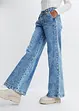 Wide leg jeans met mid waist en sierknopen, bonprix