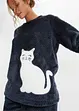 Huispak van fleece met een gebreid patroon en applicatie (2-dlg.), bonprix