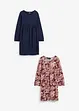 Meisjes jersey jurk met bloemenprint (set van 2), bonprix