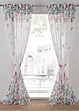 Transparant gordijn met bloemenprint en embrasse (set van 2), bonprix
