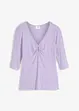 Geribd shirt met V-hals, halflange mouw, bonprix