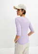 Geribd shirt met V-hals, halflange mouw, bonprix