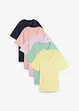 Wijd longshirt met V-hals (set van 5), korte mouw, bonprix