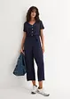 Jersey jumpsuit met V-hals, korte mouw, bonprix