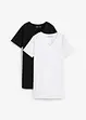 Basic longshirt met V-hals (set van 2), bonprix