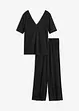 Pyjama met viscose en wijde broek (2-dlg. set), bonprix