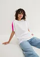 T-shirt met neonstrepen van biologisch katoen, bonprix