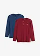 Henley shirt van biologisch katoen (set van 2), lange mouw, bonprix