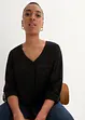 Blouse met lange mouwen en V-hals van vloeiende viscose, bonprix