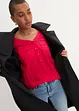 Blouse met lange mouwen en V-hals van vloeiende viscose, bonprix