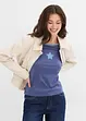 Tweekleurige longsleeve met borduursel, bonprix