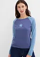 Tweekleurige longsleeve met borduursel, bonprix