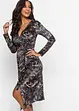 Fluwelen wikkeljurk met dessin, BODYFLIRT boutique