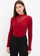 Geribd shirt met kanten halslijn, bonprix