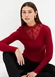 Geribd shirt met kanten halslijn, bonprix