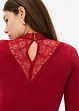 Geribd shirt met kanten halslijn, bonprix