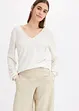 Knus fleece shirt met parels, bonprix