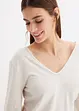 Knus fleece shirt met parels, bonprix