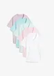 Wijd longshirt met V-hals (set van 5), korte mouw, bonprix
