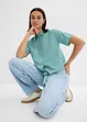 Gestreepte blouse met korte mouwen en opvallende knoop, bonprix